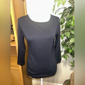 J Crew Classic Black 3/4 Sleeve Top Sz M Classic Black Women's Top